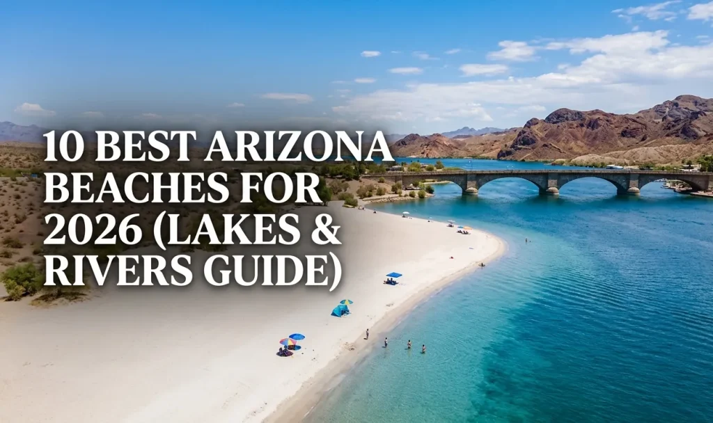 Best Arizona beaches 2026 guide featuring Lake Havasu Windsor Beach white sand and London Bridge